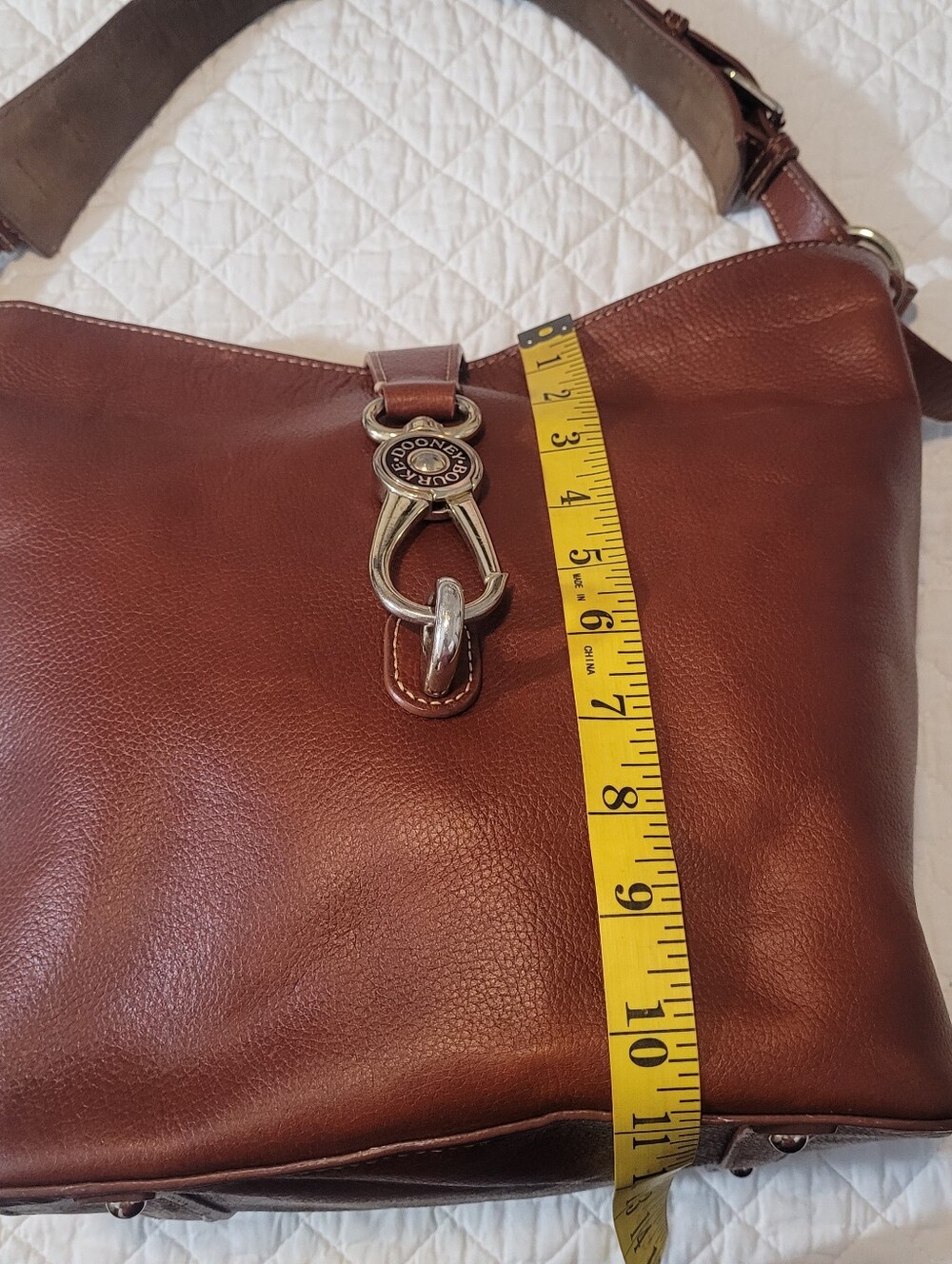 Dooney & Bourke Chestnut Brown Leather Shoulder Bag with Polished Hardware - Picture 13 of 15